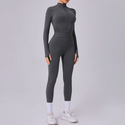 Women's Side Mesh Yoga Jumpsuit with Finger Hole Detail High Performance Stretchy Comfortable Workout Bodysuit with Elastic Waist for Fit and Flexibility Style 80426