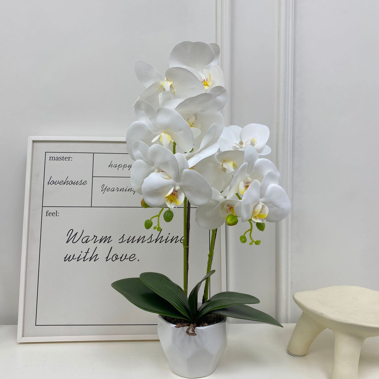 Realistic 3D Printed Orchid Planter Set with Vase – Stunning Artificial Flower Decor for Elegant Home Interiors