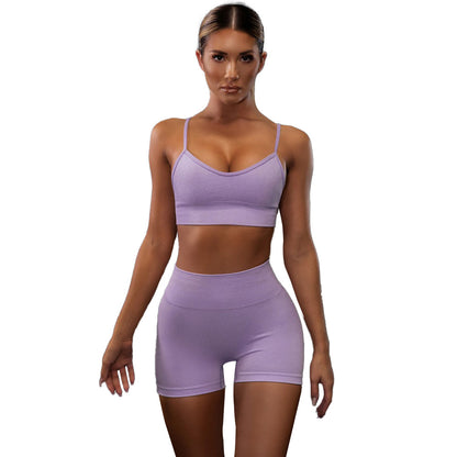 Seamless Women's Sports Bra and Shorts Gym Set Backless Tank Top for Running Yoga and Active Wear Comfort and Flexibility for Your Fitness Routine