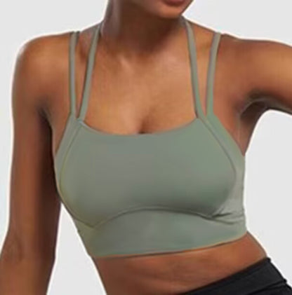 Chic Summer Yoga Top for Women High End Fitted Sports Bra with Built in Padding for Running and Exercise