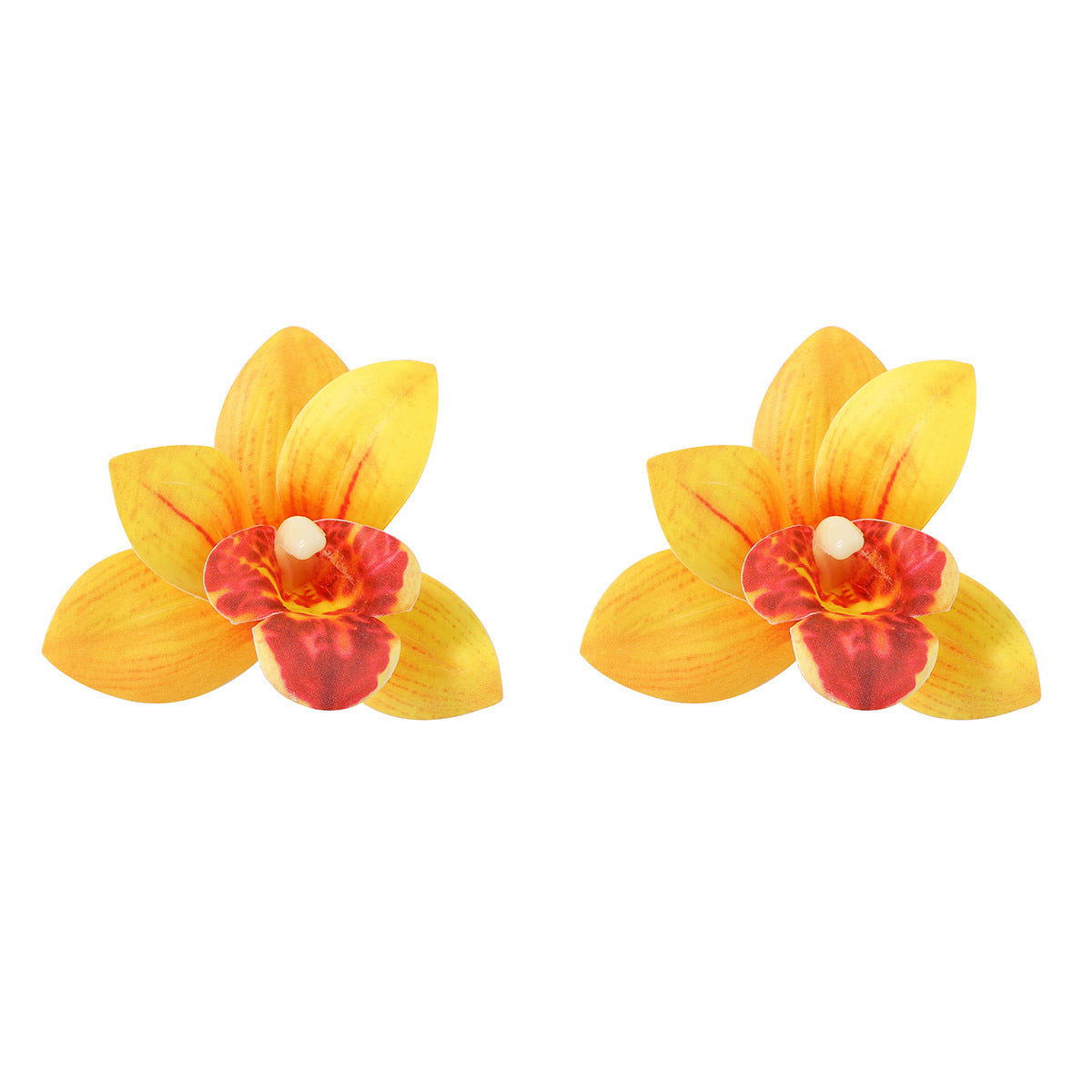 Exaggerated Personality Artificial Fabric Orchid Flower Multi-Layer Earrings for Women - Perfect for Everyday Commuting and Vacation Wear