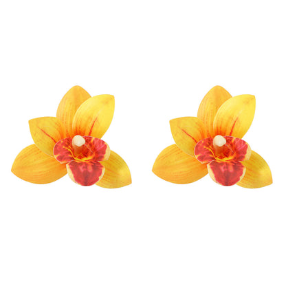 Exaggerated Personality Artificial Fabric Orchid Flower Multi-Layer Earrings for Women - Perfect for Everyday Commuting and Vacation Wear