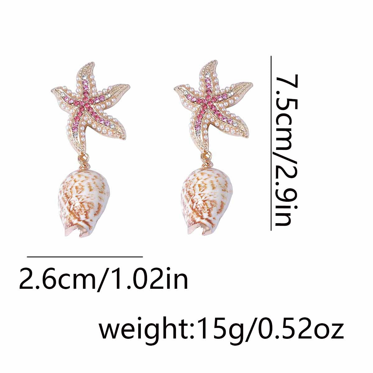 Charming Innovative Design: Zirconia-Embellished Alloy Starfish and Unique Seashell Earrings for Ocean-Themed Leisure and Vacation Style