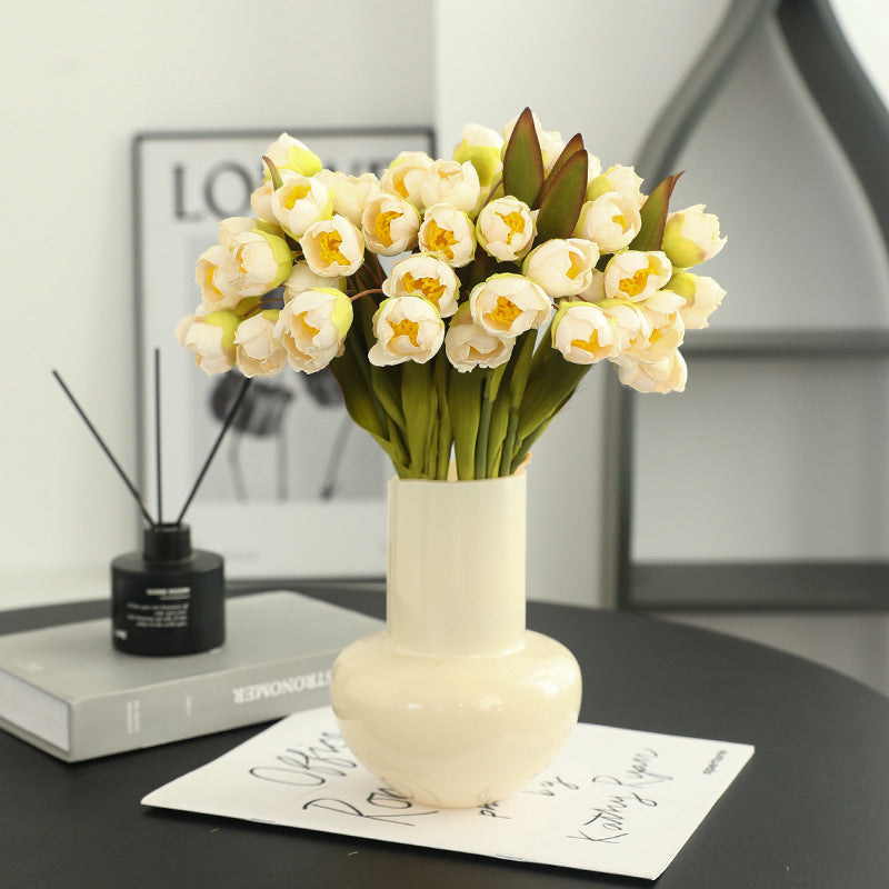 Nordic-Inspired 24-Piece Faux Flower Bouquet – Perfect for Living Room Décor, Elegant Desktop Arrangement, and Stunning Wedding Centerpiece with Realistic Lily of the Valley