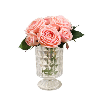 Luxurious and Touch-Friendly Moisture-Proof Artificial Rose Bouquet - Exquisite Home Décor Arrangement for Living Room and Photo Props