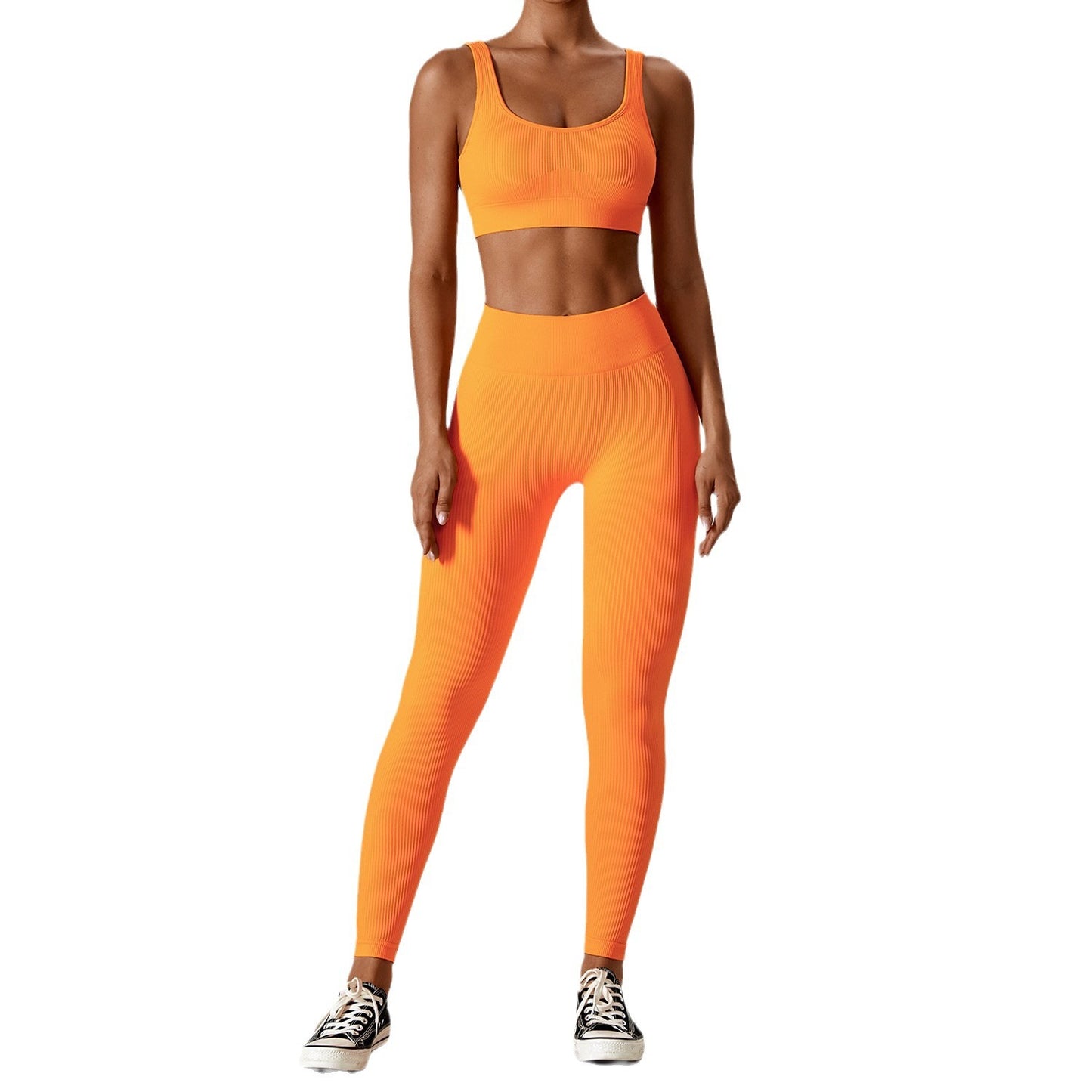 Seamless Yoga Outfit Set for Women High Waisted Moisture Wicking Running and Fitness Activewear with Breathable Stretch Fabric