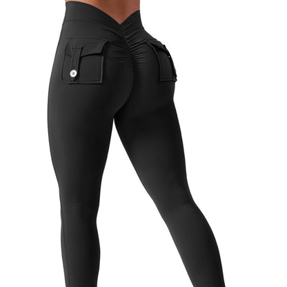 Seamless V Waist Yoga Pants with Pockets High Waisted Leggings for Women for Gym Outdoor Activities and Workouts