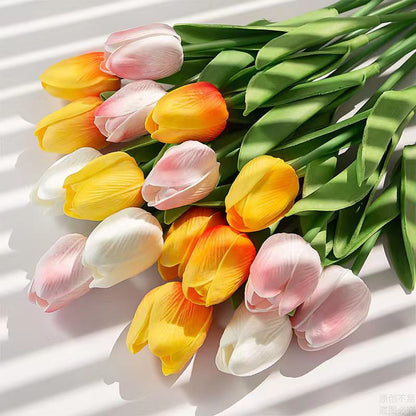 Elegant Faux Tulip Flower Arrangement – Luxurious Nordic Design for Living Room and Entryway Décor – Perfect for High-End Photography and Upscale Rooms