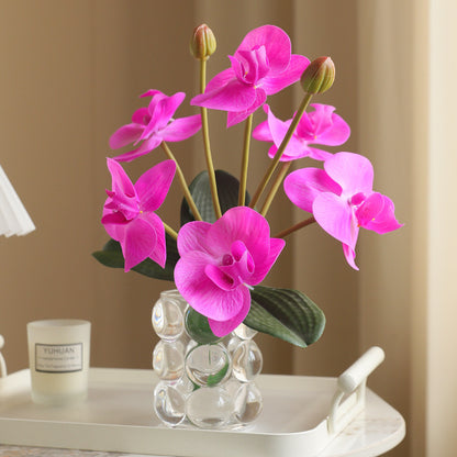 Elegant 8-Head Faux Orchid Bundle with Realistic Feel - Luxurious Home Decor Artificial Phalaenopsis Flowers for Exquisite Floral Arrangements