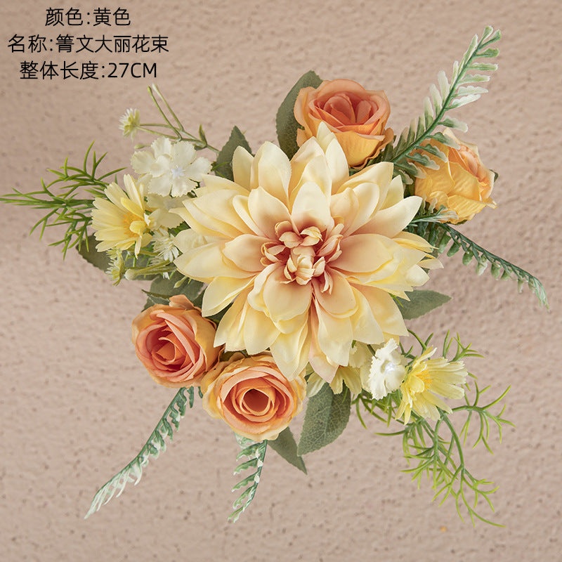 Stunning Artificial Dahlia Bouquet - Perfect Home Decor, Wedding Handheld Floral Arrangement, and Beautiful Faux Rose Wall Flowers - INSMW66793