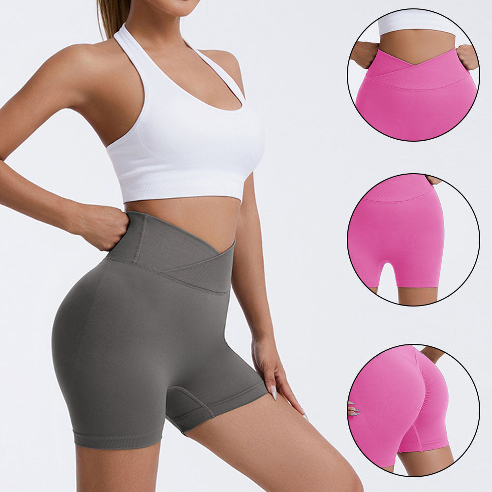 High Waisted Seamless Peach Lift Cross Yoga Shorts Ultra Stretchy for Running Fitness Comfortable and for All Workouts