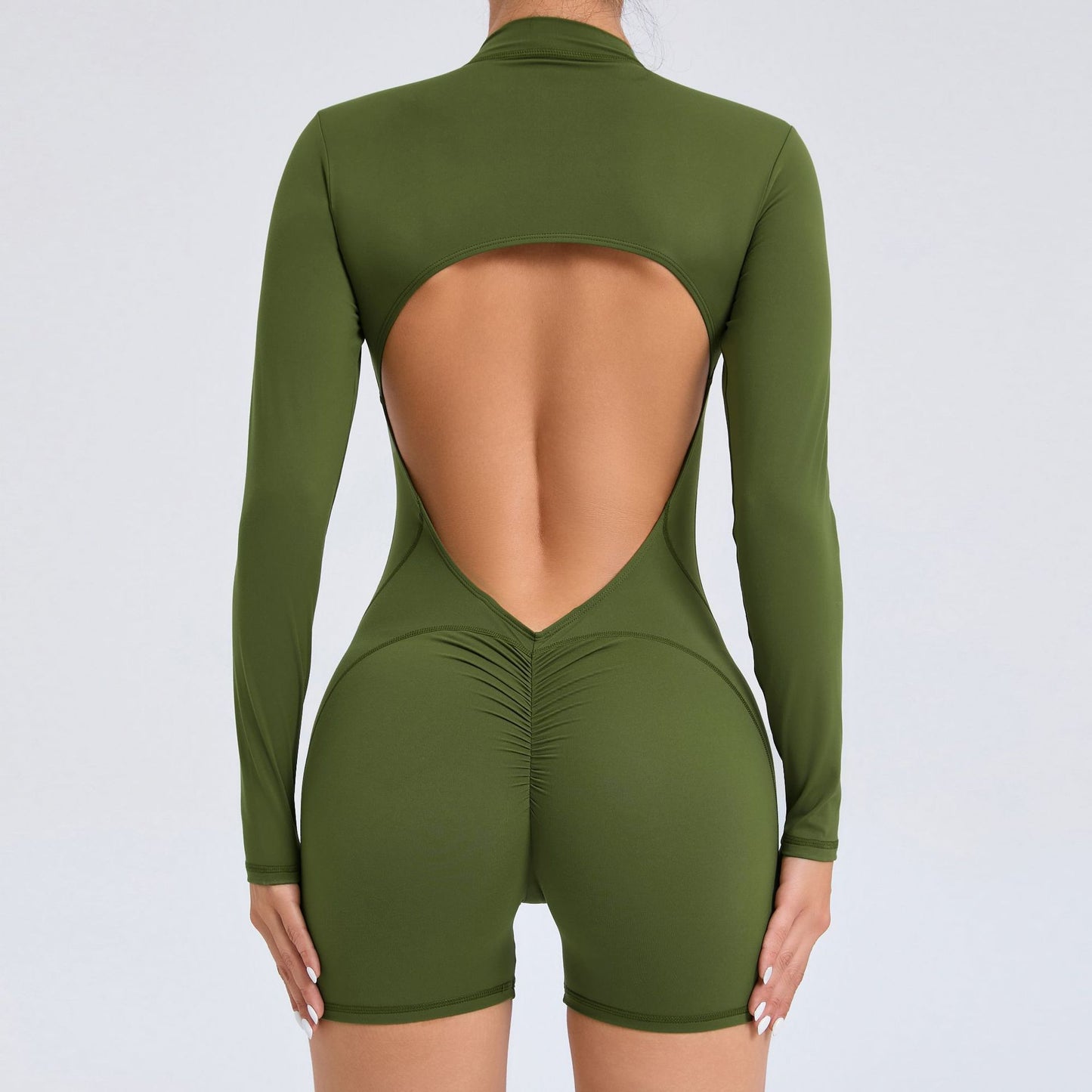 Hollow Out Back Half Zip Jumpsuit for Peachy Bottoms Quick Dry Yoga and Fitness Bodysuit with Breathable Design and Bold Open Back