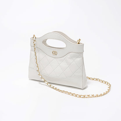 Diamond Pattern Tote Bag Luxury Genuine Oil Wax Leather Shoulder Bag for Effortless Elegance