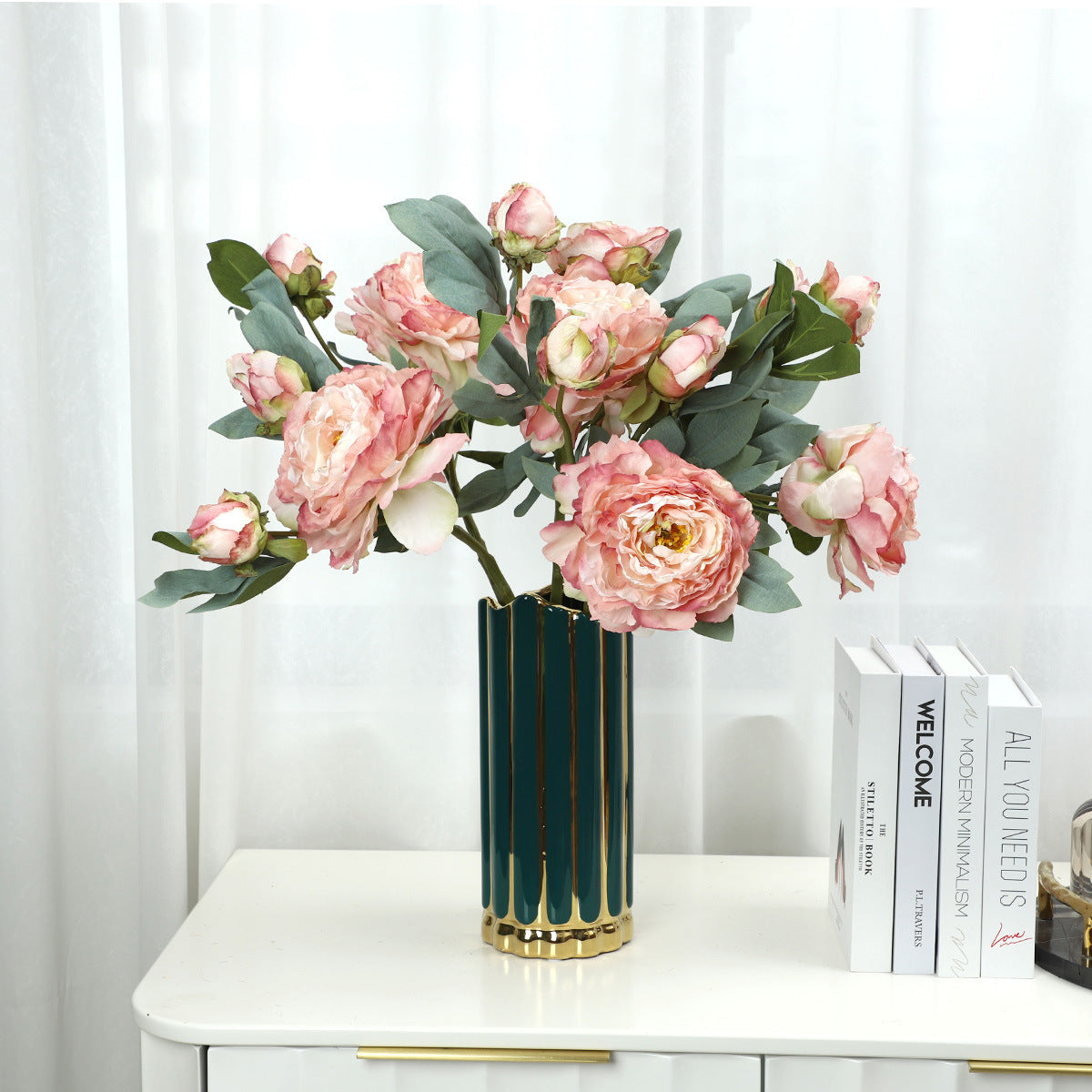 Luxury 28-Layer Baked Edge Peony Flowers - Stunning Faux Floral Home Decor for Living Room and Wedding Celebrations