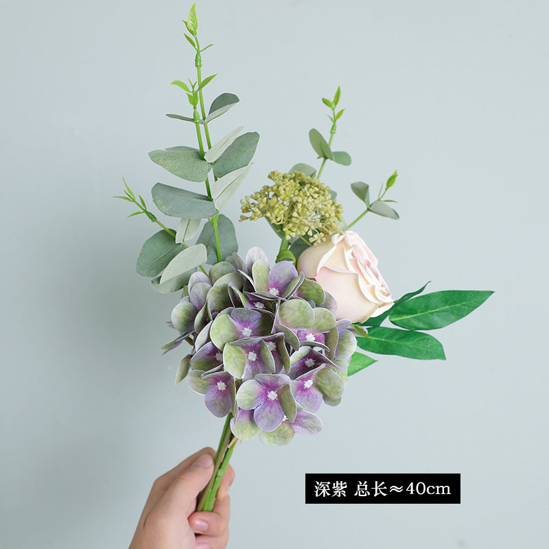 Stunning Nordic-Inspired Eucalyptus Faux Flower Bouquet with Realistic Rose and Hydrangea Accents - Perfect for Weddings, Handheld Bouquets, and Charming Hall Décor