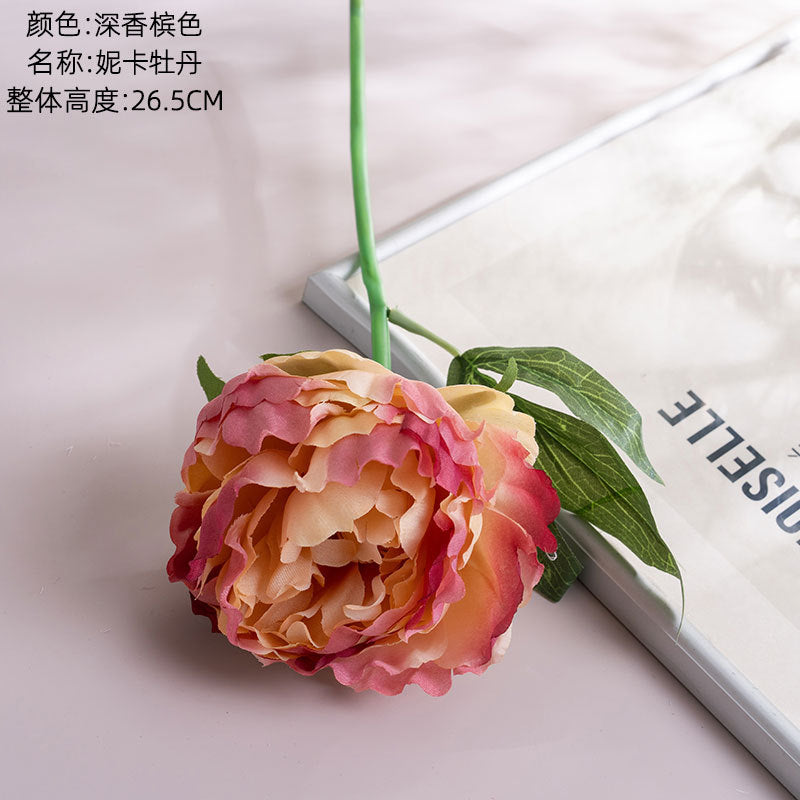 Realistic Single Stem Peony Artificial Flower - INS Style Decorative Home Accent for Weddings and Events, Perfect for Lasting Beauty in Your Decor - PJ1005