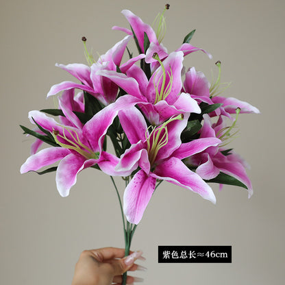 Stunning 9-Piece Artificial Lily Flower Bouquet for Weddings - Perfect for Ceremony Decorations, Bridal Bouquets, Home Décor, and Elegant Gifts