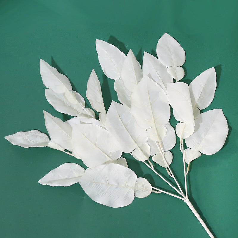 Realistic Faux Grapefruit Leaf Wedding Decoration: 4-Pronged Hanging Floral Accents with Versatile Persimmon Leaves for Stunning Event Décor