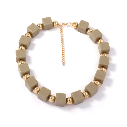 Stylish Handmade Multilayer Geometric Colorful Square Beaded Bohemian Necklace for Women – Unique, Versatile Accessory for Any Occasion