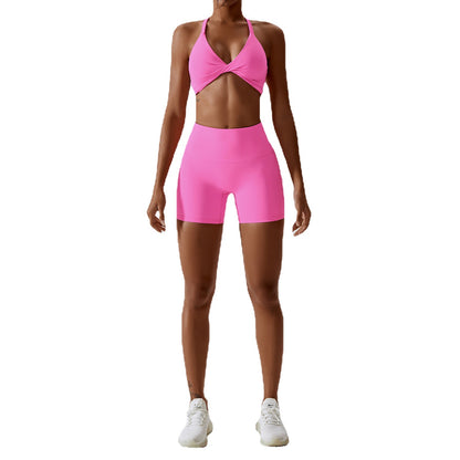 Quick Dry Yoga Set for Women Versatile Sports Running and Fitness Attire with Beautiful Back Design Model 8013