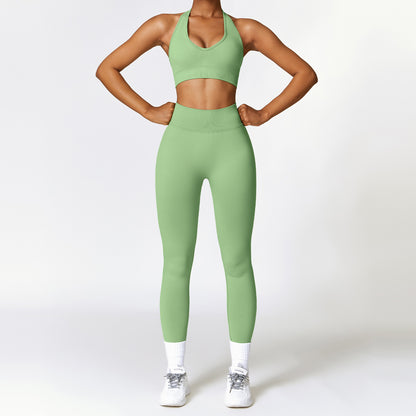 Seamless Body Sculpting Yoga Set for Women Quick Dry Activewear with Beautiful Back Design for Running and Fitness 7318