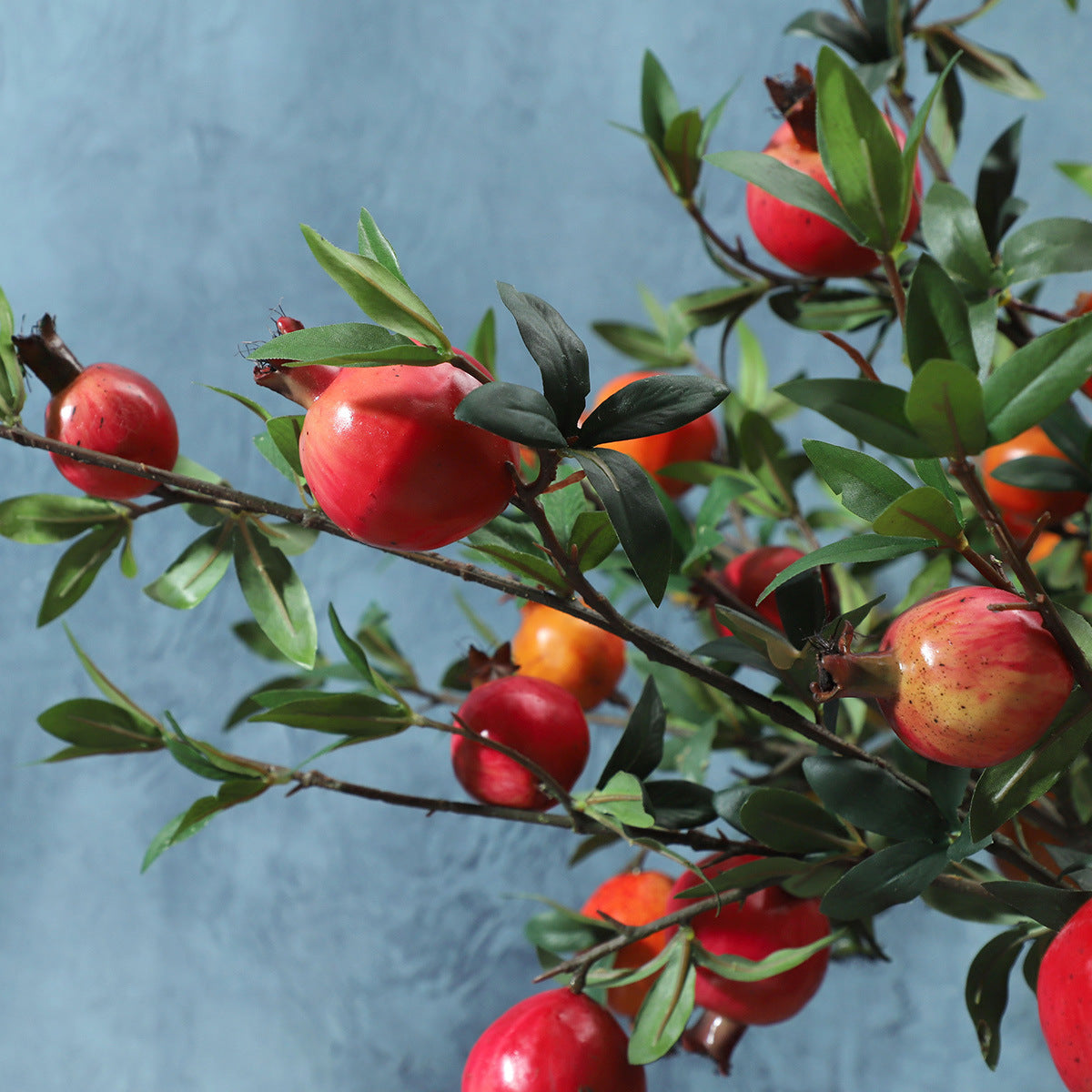 Realistic Pomegranate Fake Flowers with Berries - Perfect Home and Hotel Soft Decoration for New Year Celebrations