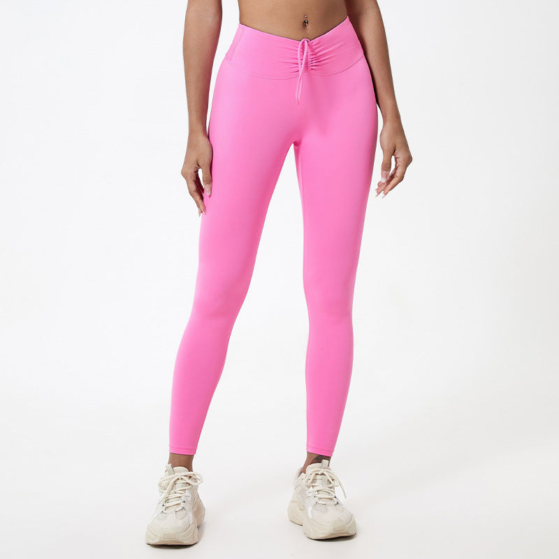 High Waisted Drawstring Yoga Leggings for Women for Outdoor Running Fitness and Butt Lifting Support