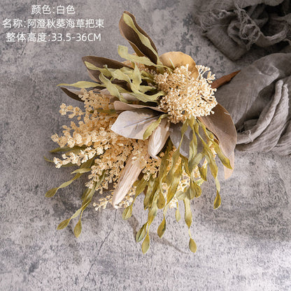 Azheng Realistic Faux Flower Bouquet with Okra and Seagrass - Perfect for Home Decor, Weddings, and Special Events - CL62003