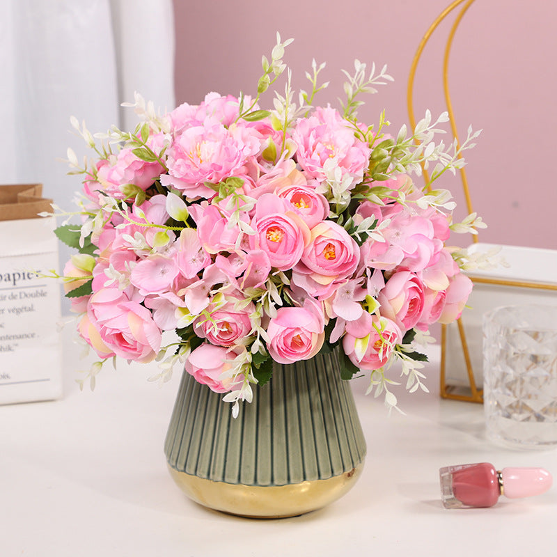 Realistic Artificial Flower Bouquet - Tina Hydrangeas and Lotus Flowers for Elegant Home Decoration in Living Room and Bedroom