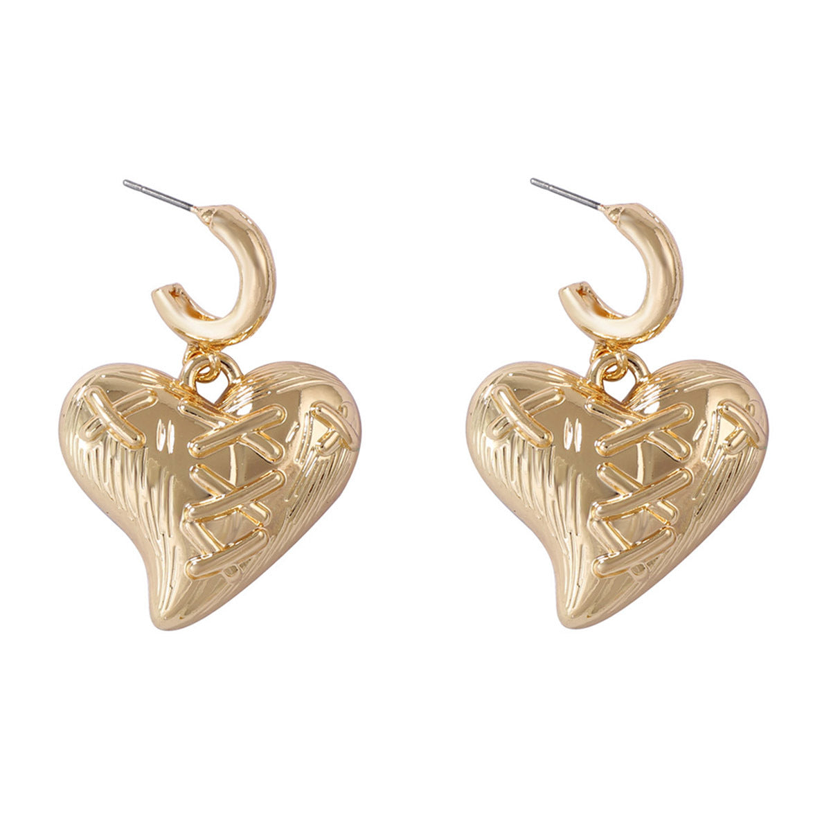 Chic & Elegant Heart-Shaped Alloy Earrings with Unique Textured Finish – Versatile Daily Accessory for Women