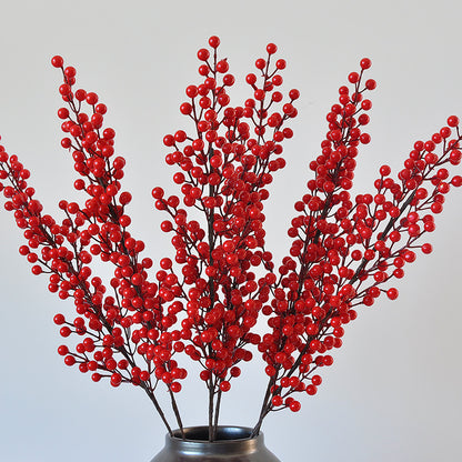 12 Pcs Artificial Long Branch Red Fruit Decoration for Home, Living Room, and Christmas - Perfect for New Year and Wedding Celebrations