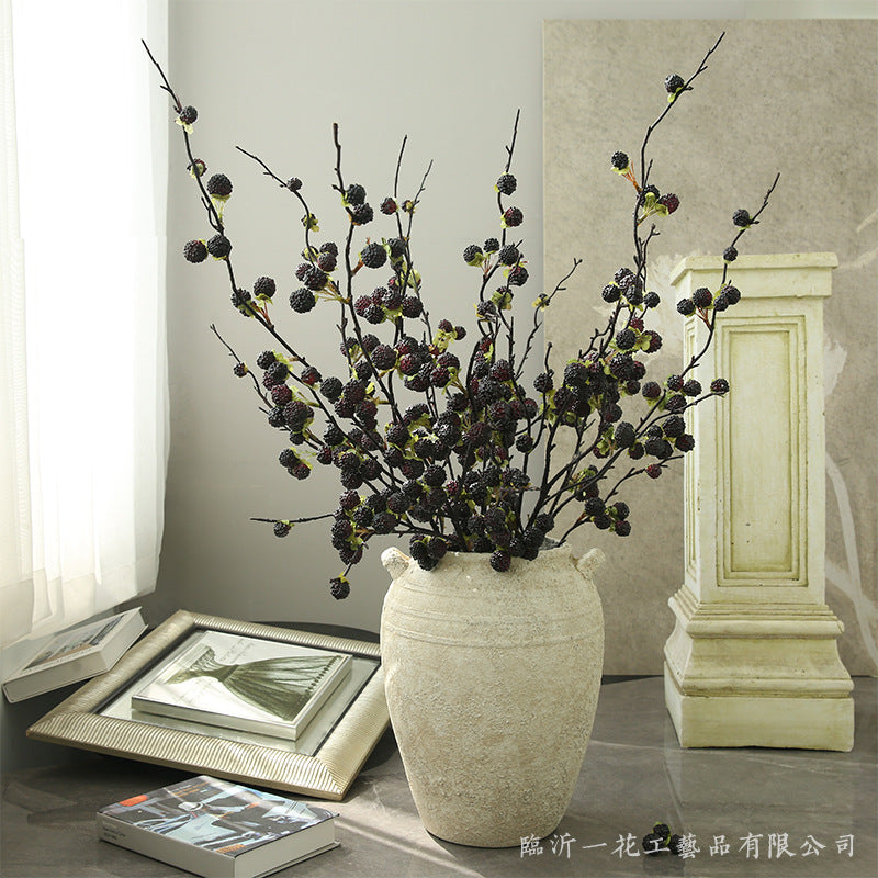 Realistic Faux Floral Arrangement for Living Room & Dining Table - Elegant Red Berry Accent Décor Inspired by Zen Aesthetics and Wabi-Sabi Design