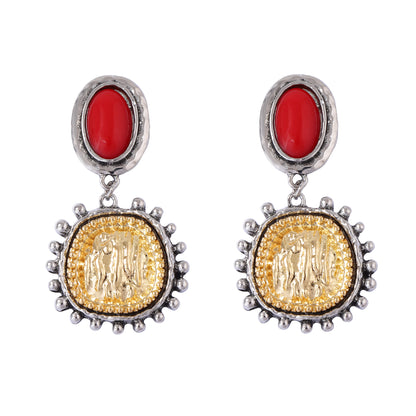 Chic Vintage-Inspired Alloy and Resin Geometric Drop Earrings - Perfect for Any Occasion, from Parties to Formal Events