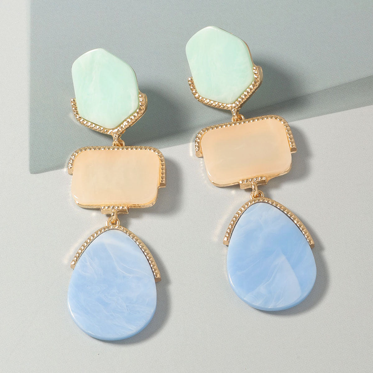 Best-Selling Bohemian Colorful Acetic Acid Resin Alloy Long Drop Earrings - Trendy, Lightweight, and Stylish Jewelry for Every Occasion