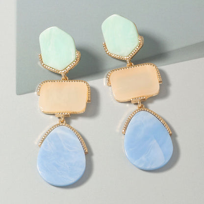 Best-Selling Bohemian Colorful Acetic Acid Resin Alloy Long Drop Earrings - Trendy, Lightweight, and Stylish Jewelry for Every Occasion