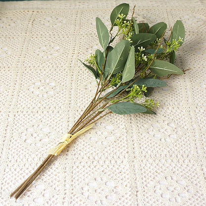 Realistic Eucalyptus Leaf Branch with Silk Print - Perfect for Home Decor, Wedding Celebrations, and Photography - Versatile and Long-Lasting Faux Floral Arrangement