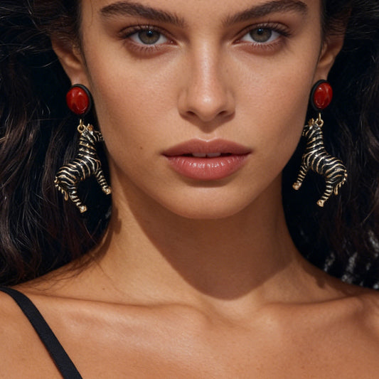 Unique Alloy Zebra Dangle Earrings – Creative Animal-Shaped Jewelry with Drip Oil Finish for Stylish Women