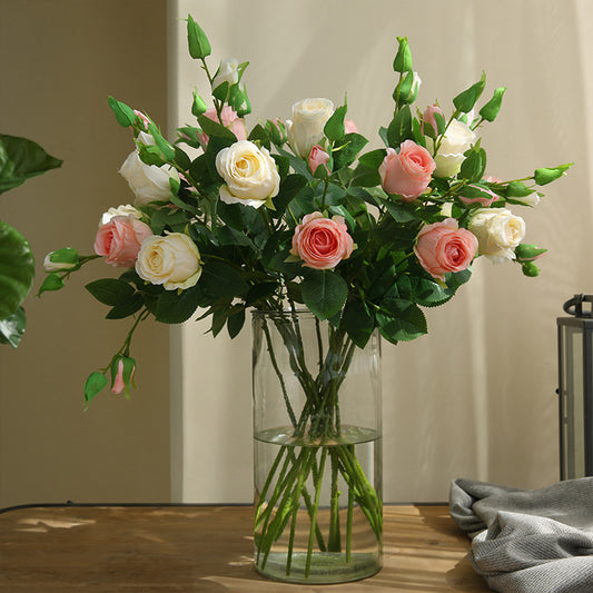 Realistic Faux Marie Roses - Elegant Nordic Romantic Decorative Floral Arrangement for Home Interiors, Ideal for Photography Props