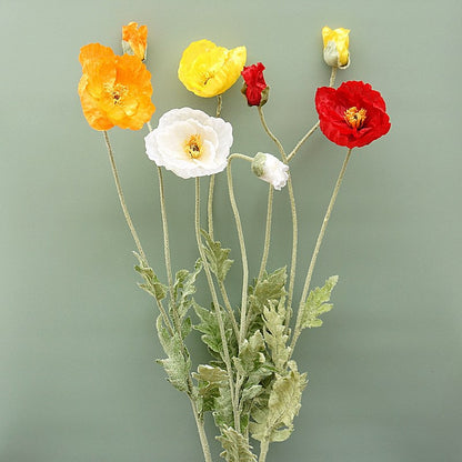 Vibrant Icelandic Poppy Single Stem Artificial Flower – Perfect for Weddings, Home Decor, and Floral Arrangements