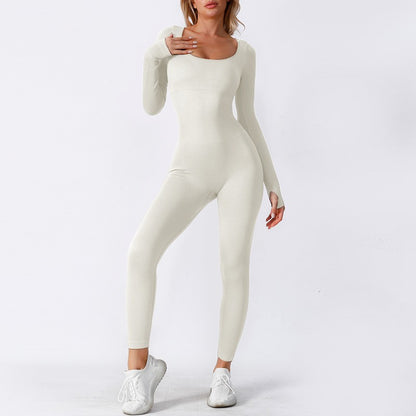 Seamless Long Sleeve Bodysuit for Women Yoga Outfit Outdoor Sports and Fitness Jumpsuit with Stretchy Pants for Comfort and Style