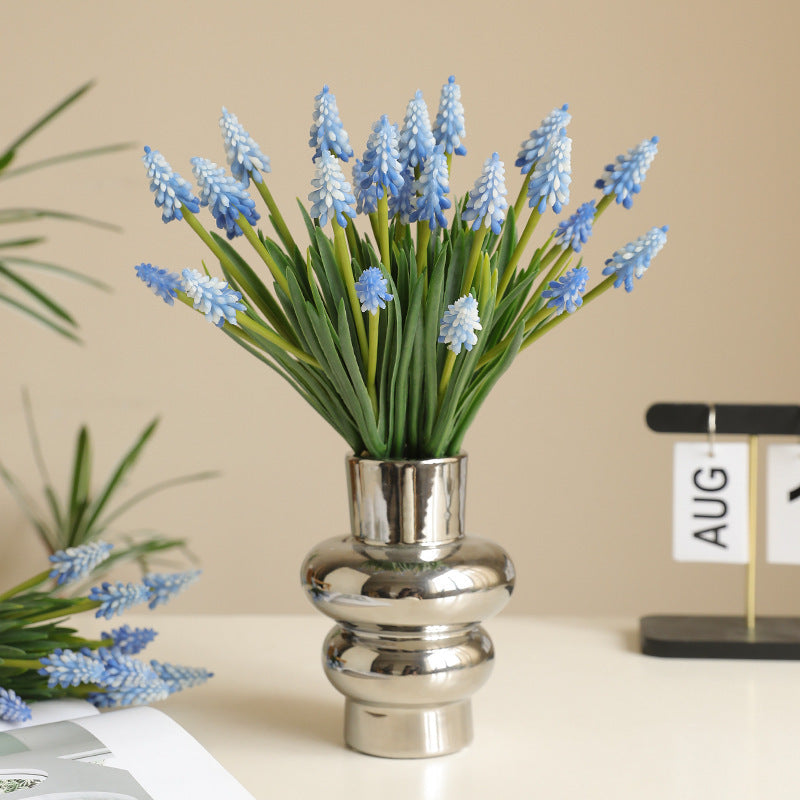 Set of 6 Realistic Hyacinth and Delphinium Faux Flowers - Perfect for Wedding Decor, Living Room Accents, and Photography Props