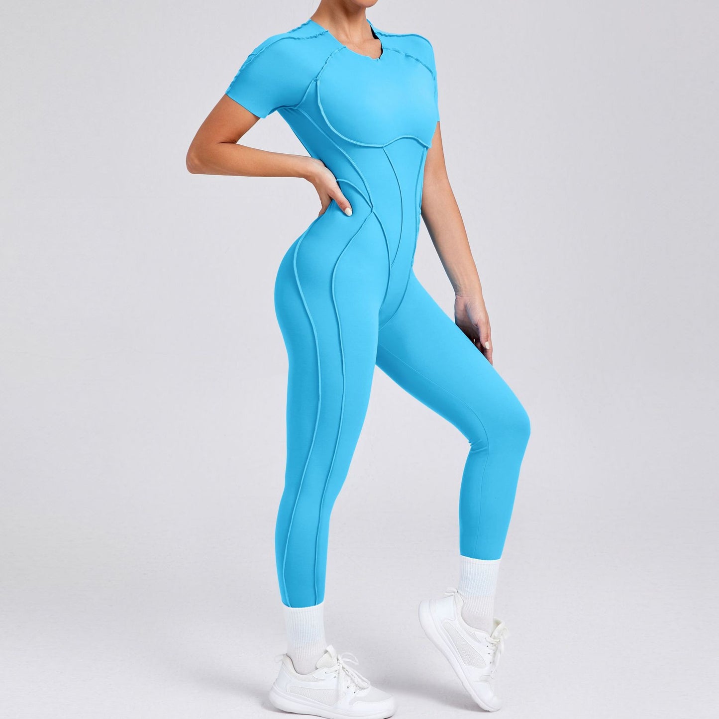 High Performance Long Sleeve One Piece Yoga Jumpsuit with Sculpted Back Design for Fall and Winter for Activewear Workout and Yoga Enthusiasts