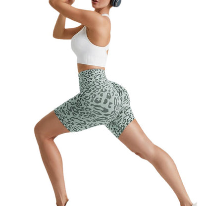 High Waisted Leopard Print Yoga Shorts Tummy Control Butt Lifting Comfortable for Running Gym and Daily Wear