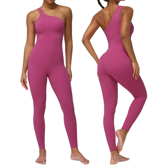 Seamless One Shoulder Bodysuit with Built in Bust Support Sculpting Lifting Yoga Outfit for Comfort and Style