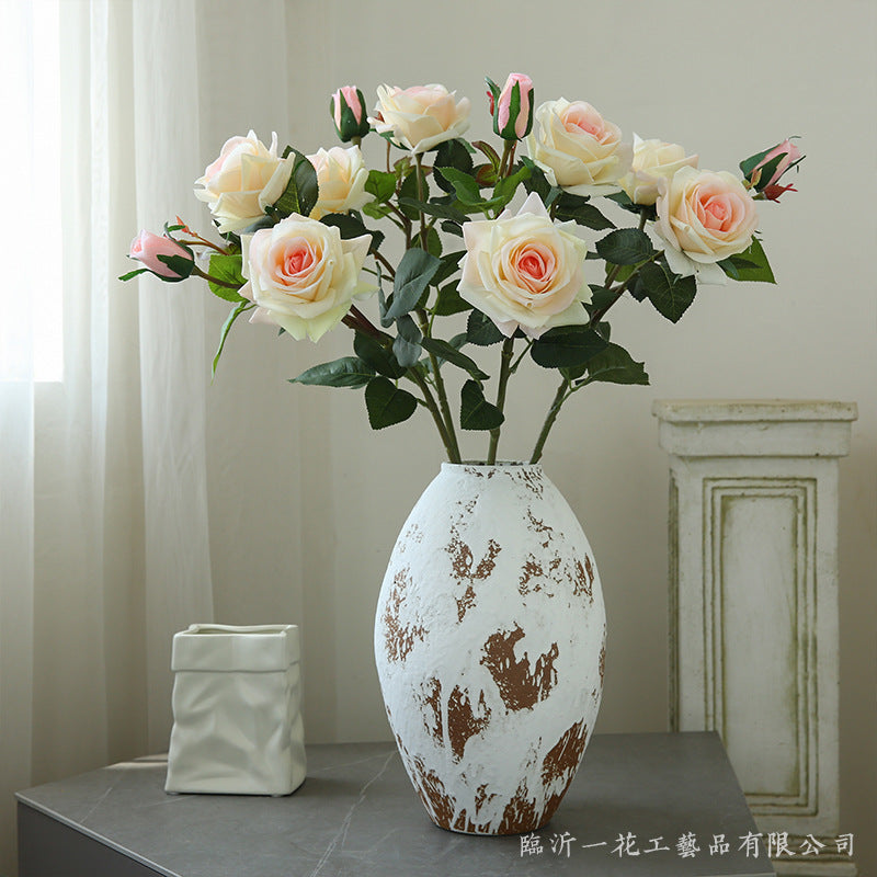 Lifelike Handfeel Moisturizing Happy Rose - Elegant Modern Home Décor for Living Room, Luxurious Floral Arrangement for Hallway and Photography Prop