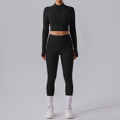 Lightweight Long Sleeve Quick Dry Yoga Top and Slim Fit Yoga Pants Set Breathable Moisture Wicking Workout Gear for Enhanced Flexibility and Comfort