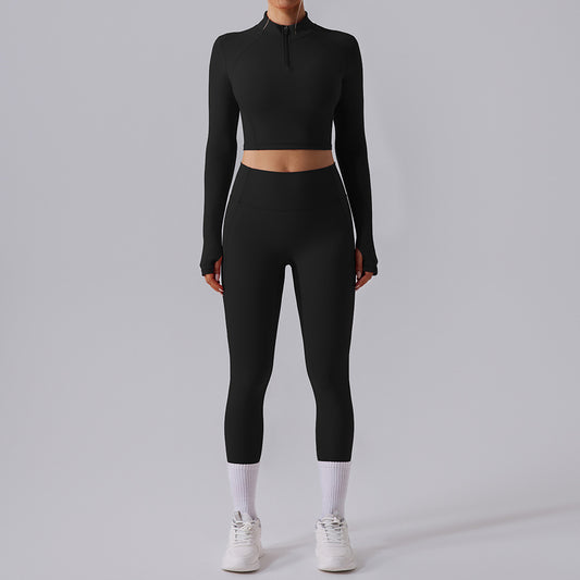 Lightweight Long Sleeve Quick Dry Yoga Top and Slim Fit Yoga Pants Set Breathable Moisture Wicking Workout Gear for Enhanced Flexibility and Comfort