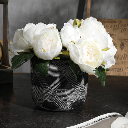 Realistic 6-Head Peony Flower Bouquet - Stunning Faux Floral Home Decor for Elegant Arrangements and Timeless Charm