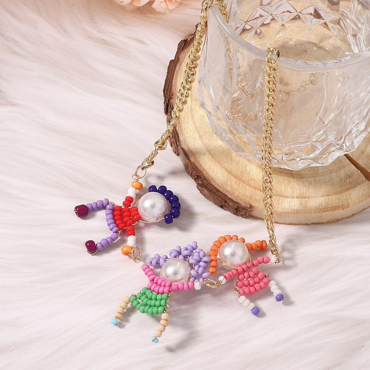 Creative DIY Handmade Colorful Bead Cartoon 3D Character Necklace & Bracelet – Fresh, Cute, Unique Gift for Kids and Adults