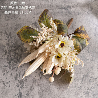 Realistic Artificial Okra Flower Bouquet - Stylish Home Decor for Weddings & Celebrations - CL62002